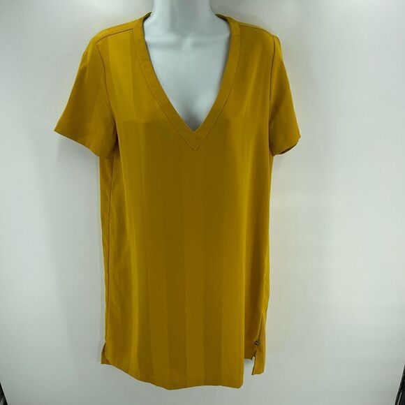 Scotch & Soda mustard gold yellow sheath dress v neck small EUC - Picture 5 of 13